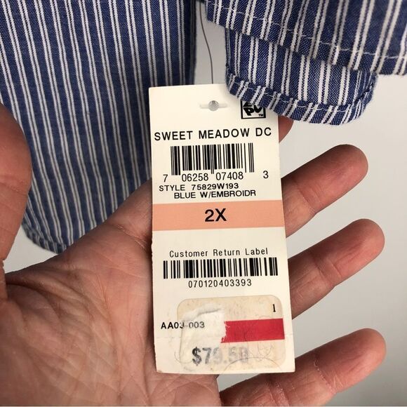 🆕 INC Boho Embroidered Off Shoulder Flare Sleeve Top 2X NWT - Picture 4 of 7